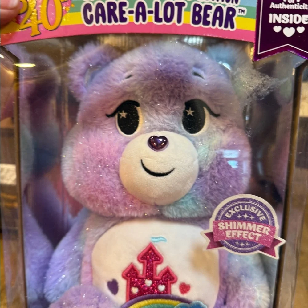Care Bears Purple Shimmer Care-A-Lot Bear Plush 40th Special Collectors Edition